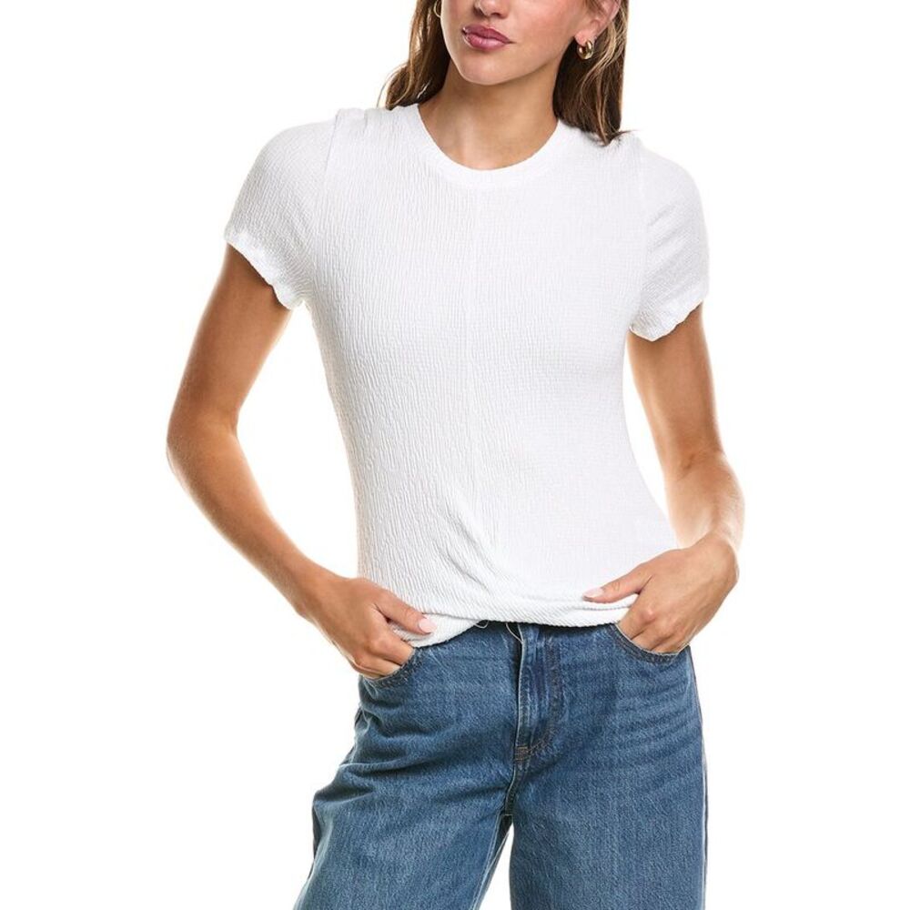 Michael Stars Womens  Stella Twisted Front Cropped T-Shirt, White